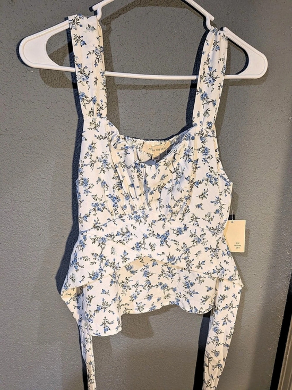 Floral Bodysuit in White & Blue NWT
